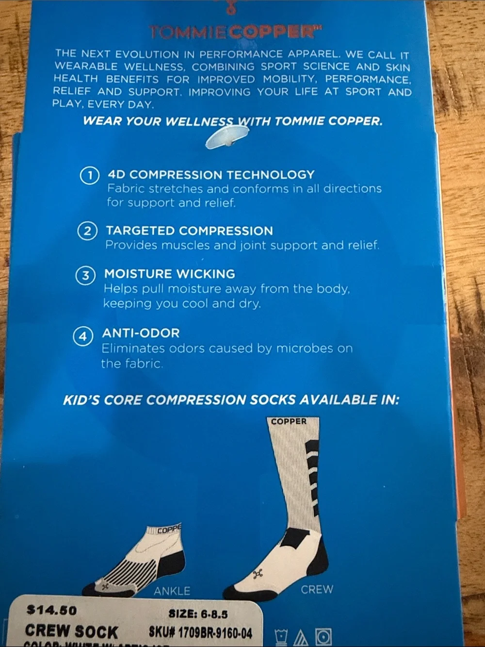 Boy’s Crew White Compression Socks Size 6 to 8.5